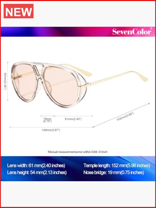 Oversized Aviator Sunglasses Retro Big Round Shield Sun Glasses Vintage main image 5